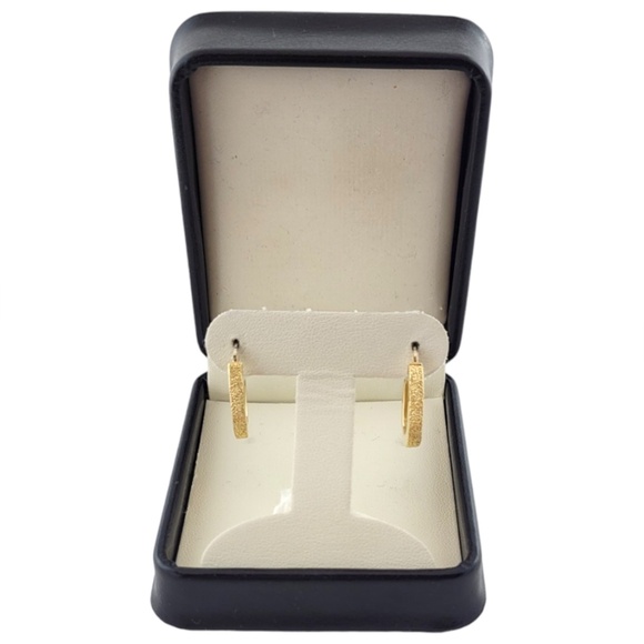 18K Yellow and White Gold Oval Hoop Earrings #16791 - Picture 9 of 10